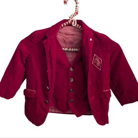 50s 60s Boys Vintage Red Courdory Chess‎ Jacket Vest Set MCM - Picture 6 of 10